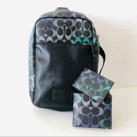 Coach Westway Backpack Wallet Set Rainbow Canvas - Picture 1 of 9